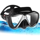 Taucherbrille für Erwachsene mit Anti-Nebel Schnorchelmaske, Schwimmmaske gehärtetem Glas und Nasenabdeckung zum Schnorcheln und Schwimmen (A-Schwarz)