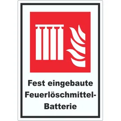 Fest eingebaute Feuerlöschmittel-Batterie Aufkleber A6 (105x148mm)