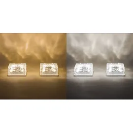 esotec Solar Glas-Pflasterstein Leuchtstein für außen 2er SET wetterfest 102560 - Transparent