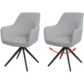 Mendler 2er-Set Esszimmerstuhl HWC-L79, Küchenstuhl Lehnstuhl Stuhl Armlehnen, drehbar Auto-Position Stoff/Textil - creme-beige