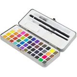 ECD Germany Aquarellfarben Set 48 Farben in Tragbarer Box inkl Pinsel