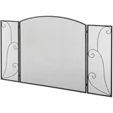 Homcom Kamingitter, Kaminschutzgitter mit 3 Paneelen, Funkenschutzgitter, Ofenschutzgitter für Wohnzimmer, Metall, Schwarz 132,5 x 76,5cm