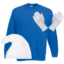 coole-fun-t-shirts Kostüm Blauer Zwerg Kostüm Verkleidung Mütze, Handschuhe, Sweatshirt XL
