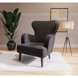 Sessel HOME AFFAIRE "SICILIA", schwarz, B:88cm H:88cm T:64cm, 100% Polyester, Sessel, moderner Ohrensessel