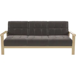 3-Sitzer SIT & MORE "Billund", grau (anthrazit), B:199cm H:88cm T:106cm, 100% Polyester, Sofas, Armlehnen aus Buchenholz in natur, verschiedene Bezüge und Farben