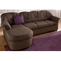 DOMO collection Ecksofa »Flores Schlafsofa, B/T/H: 233/142/86 cm, L-Form« wahlweise mit Bettfunktion, wahlweise mit Federkern, auch in Leder braun