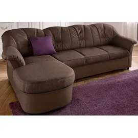 DOMO collection Ecksofa »Flores Schlafsofa, B/T/H: 233/142/86 cm, L-Form« wahlweise mit Bettfunktion, wahlweise mit Federkern, auch in Leder braun
