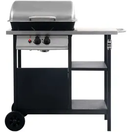 vidaXL Gasgrill mit Beistelltisch auf 3 Ebenen schwarz/silber 47391