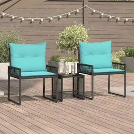 vidaXL Gartenlounge Set 7-tlg. Schwarz/Türkis