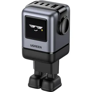 UGREEN UNO USB C Ladegerät 100W GaN Netzteil 4-Port Schnellladegerät LED Display Robot Charger kompatibel mit MacBook Pro/Air, iPad, iPhone 16 Pro Max, 15 Pro, Galaxy S24 Ultra, Steam Deck (Schwarz)