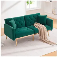 STILVORA Schlafsofa mit Kissen,Zweisitzer Relaxsofa mit verstellbarer Rückenlehne,Smaragd
