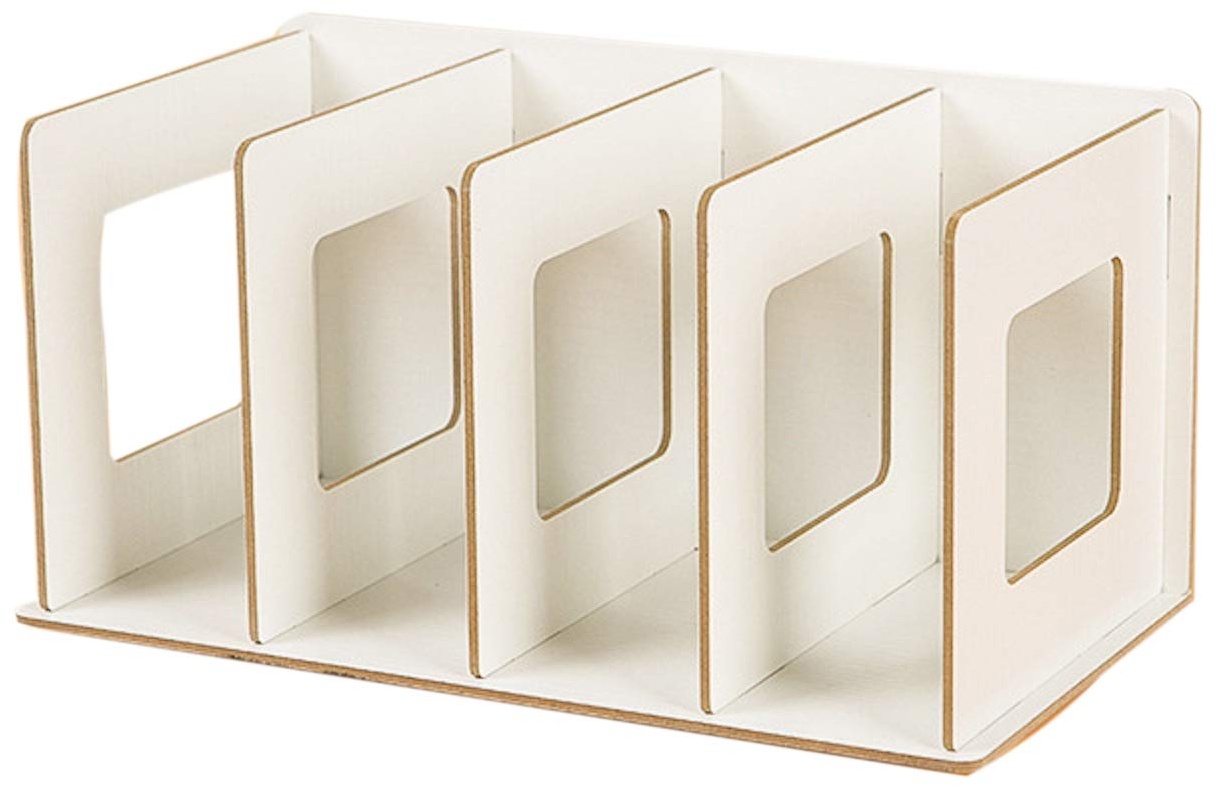 Elonglin Mode Einfach Aufbewahrungsregal vier Schichten DIY Holz CD Ständer DVD Ständer Buchständer Halter Tisch-Organizer Einfarbig