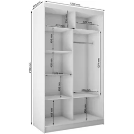 masseno Schwebetürenschrank VITALE 120 x 216 x 61 cm Weiß/gelb