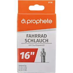 Fahrradschlauch PROPHETE "Fahrradschlauch", schwarz (farbe}), Fahrradschläuche, 48mm, Dunlopventil (DV), 16 Zoll (40,64cm)