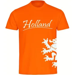 multifanshop Herren T-Shirt - Holland - Löwe seitlich - Druck weiß - Männer