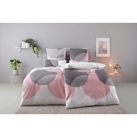 BIERBAUM Bettwäsche »Carla in Gr. 135x200 oder 155x220 cm«, (2 tlg.), Bettwäsche aus Baumwolle, geometrische Bettwäsche mit Reißverschluss, rosa
