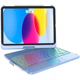 KARFUN Tastatur Hülle für iPad 10 Generation/11 Generation A16(11/10.9 Zoll, 2025/2022), 360° drehbar iPad Hülle mit Touch Bluetooth Tastatur, Multi-Touch Trackpad, QWERTZ (Ozeanblau)