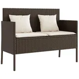 furnicato Gartenbank mit Kissen Braun Poly Rattan