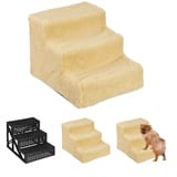 relaxdays Haustiertreppe Hundetreppe 3 Stufen, Beige beige