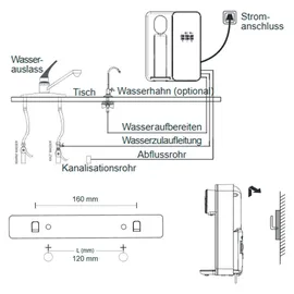 BEM Unicora Wasserfilter Osmoseanlage Umkehrosmose Trinkwasser Wasseraufbereiter UV Direktanschluss, Heißwasserspender 6 Temperaturstufen), TDS Monitor Kalkfrei für Küche Büro