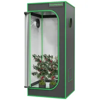 VivoVerdant Grow Zelt 60x60x180cm, Indoor Grow Tent Reflektierende 1680D Mylar Zuchtzelte Hydrokultur,abnehmbaren Boden Tablett, Growzelt für Pflanzen wachsen Raum