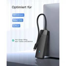 Inateck USB 3.2 Gen 2 Geschwindigkeit, USB-C zu USB Hub mit 4 USB-A-Anschlüssen, HB2025