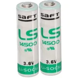 Saft 2x Saft Lithium 3,6V Batterie LS14500 AA - Zelle