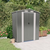 YEZIYIYFOB Gartenhaus Geräteschuppen Hellgrau 192x108x223 cm Verzinkter Stahl GeräTehaus Gartenschrank Gartenhaus Metall Fahrradgarage Fahrradbox Gartenschrank Wetterfest Fahrradunterstand