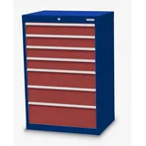 Bedrunka+Hirth Schubladenschrank Profi, Schubladen 4x100 + 2x150 + 1x200 mm, HxBxT 1.019 x 680 x 500 mm, enzianblau/rubinrot