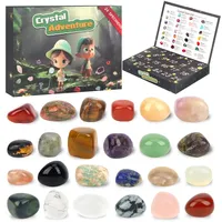 OWill Adventskalender 2024 kinder,Edelstein adventskalender mit 24 Natürlicher Gesteine und Mineralien,Adventskalender kristalle,weihnachtskalender für kinder,Adventskalender edelsteine kinder