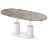 designimpex Couchtisch Design HBL-111 stufenlos höhenverstellbar ausziehbar oval grau