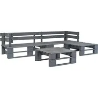 vidaXL Garten-Sofagarnitur 4-tlg. Grau