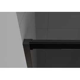 Bernstein Nischendusche DX906 FLEX 1400 mm mit Schiebetür grauem 8 mm Sicherheitsglas, Nano-Beschichtung, flexibler Montage und schwarzen Profilen für modernes Baddesign