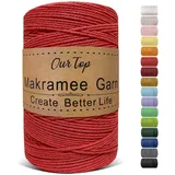 OurTop Premium Makramee Garn Rot, 2mm x 500m Macrame Cord Makramee Schnur Makramee Kordel, Garn für DIY Handwerk, Weben Dekoration, Hängepflanze Pflanze Aufhänger