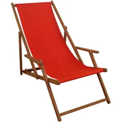 Erst-Holz Liegestuhl rot Sonnenliege Gartenliege Holz Deckchair Strandstuhl Massivholz Gartenmöbel 10-308