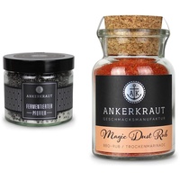 Ankerkraut Fermentierter Pfeffer, 150g im Tiegel & Magic Dust, BBQ-Rub, Marinade für Fleisch, Gewürzmischung zum Grillen, 100g Korkenglas