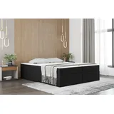 Kaiser Möbel Ruben Boxspringbett mit bettkasten 180x200cm matratze Topper Doppelbett Bettgestell Stilvoll Schlafzimmer Rahmenbettgestell mit Lattenrost Schwarz