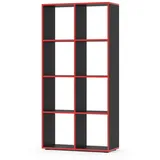 Vicco Raumteiler Standregal Bücherregal 8 Fächer Scutum Schwarz/Rot, Hochregal
