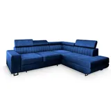 masseno Eckcouch Velours 3-Sitzer Blau