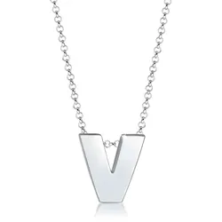 Kette mit Anhänger ELLI "Buchstabe V Initialen 925 Sterling Silber", silber, Halsketten, Damen, 45, ohne Stein, Silber 925 (Sterlingsilber), L: 45cm