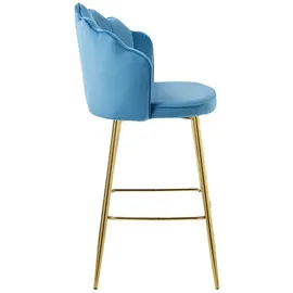 SalesFever Barhocker 2er Set Höhe 100 cm blau/goldfarben