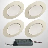 Trango 4er Set G4E-048T LED Möbel-Einbaustrahler 12Volt AC/DC inkl. 1x LED-Trafo (12 Volt - 2A) Einbauleuchte, Deckenleuchte zum Austausch G4 Halogen Möbelleuchten, Küchenhaube-Leuchten