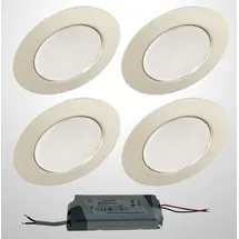 Trango 4er Set G4E-048T LED Möbel-Einbaustrahler 12Volt AC/DC inkl. 1x LED-Trafo (12 Volt - 2A) Einbauleuchte, Deckenleuchte zum Austausch G4 Halogen Möbelleuchten, Küchenhaube-Leuchten