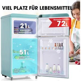 Merax BCD-100C Retro-Kühl-Gefrierkombination (72 l, 910 mm hoch, Blau)