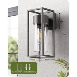 EDISHINE Wandleuchte Aluminium, Glas IP44 ohne Leuchtmittel schwarz