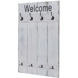 Mendler Garderobenpaneel HWC-C89 Welcome 91 x 60 cm Weiß