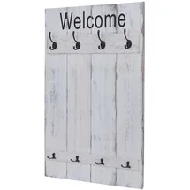 Mendler Garderobenpaneel HWC-C89 Welcome 91 x 60 cm Weiß