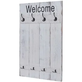 Mendler Garderobenpaneel HWC-C89 Welcome 91 x 60 cm Weiß