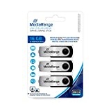 MediaRange USB 2.0 Speicherstick 16GB - 3er Pack - Mini USB Flash-Laufwerk mit sicherem Drehkappengehäuse, externe Speichererweiterung mit Lesegeschwindigkeit von bis zu 17 MB/s, Farbe Schwarz