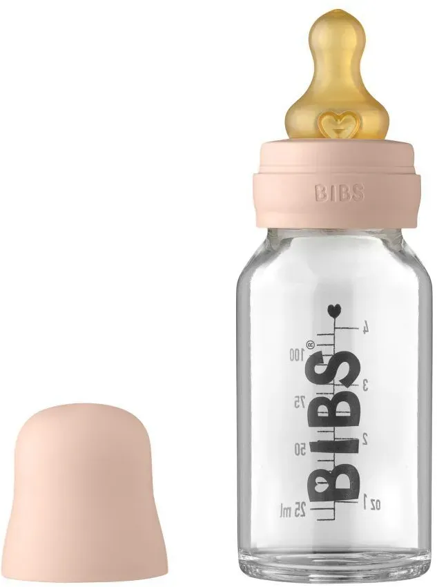 Bibs Babyflasche aus Glas 110 ml Komplettset Blush 0m+